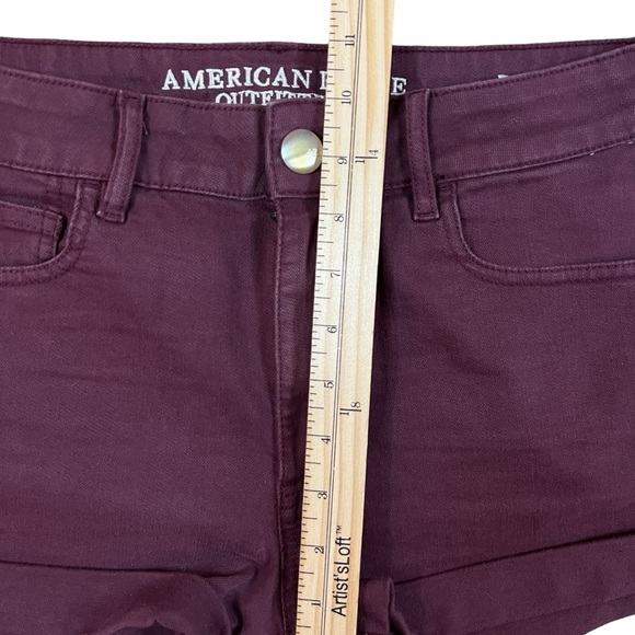 American Eagle Outfitters 8 High Rise Shortie Super Stretch Rolled Hem Burgundy - Picture 8 of 9
